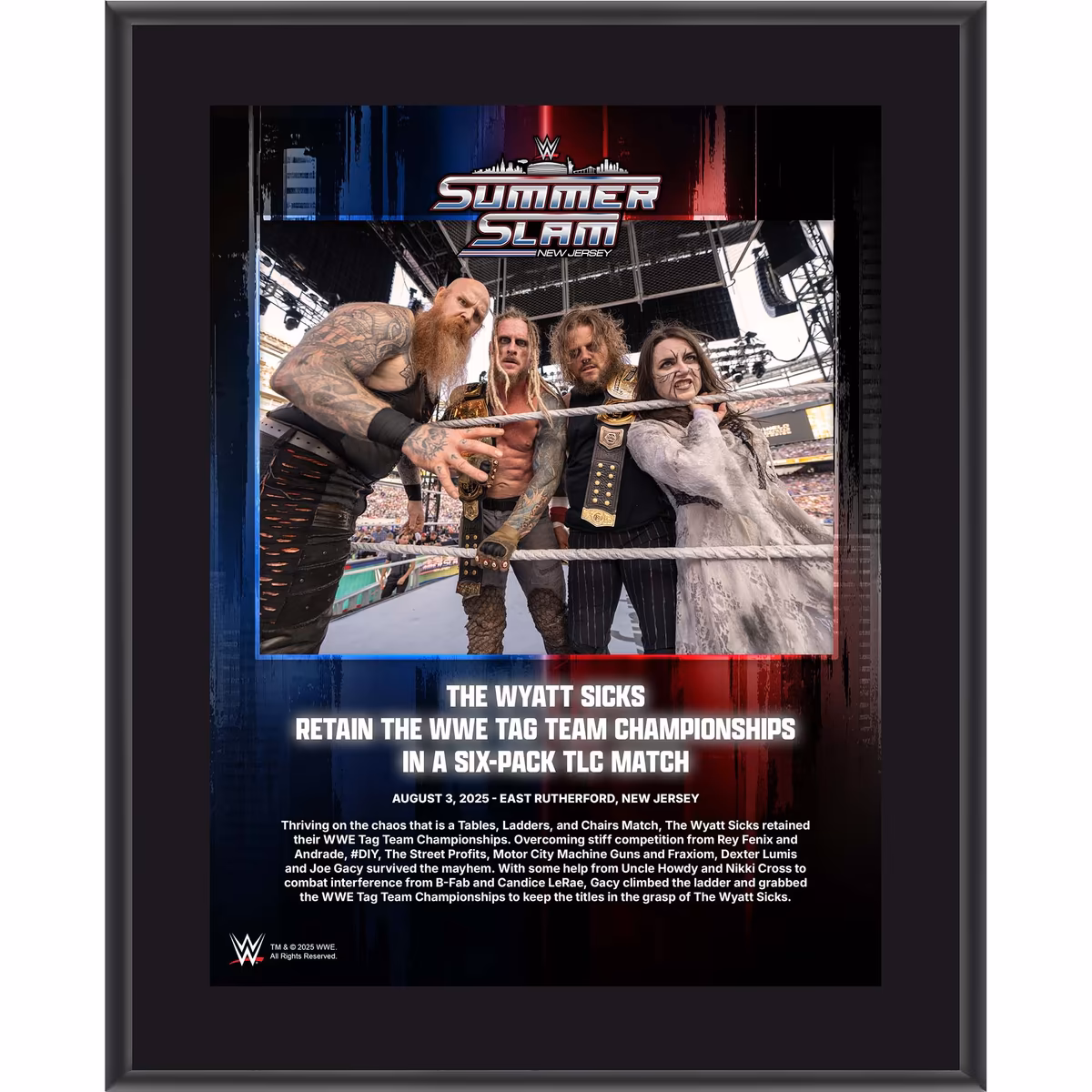 The Wyatt Sicks WWE 10.5" x 13" 2025 SummerSlam Night 2 Sublimated Plaque
