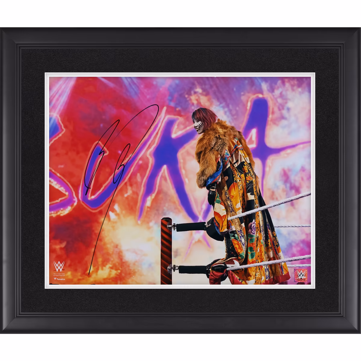 Asuka WWE Autographed Framed 16" x 20" In Ring Standing on Ropes Photograph