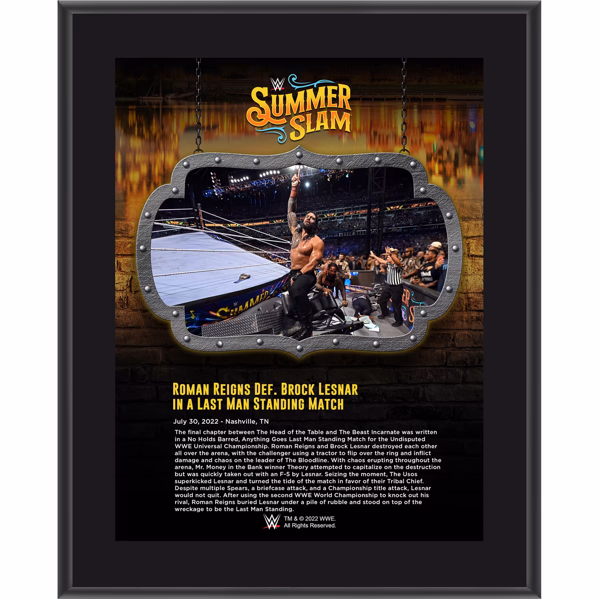 Roman Reigns 10.5" x 13" 2022 SummerSlam Sublimated Plaque 9 Roman Reigns 10.5" x 13" 2022 SummerSlam Sublimated Plaque