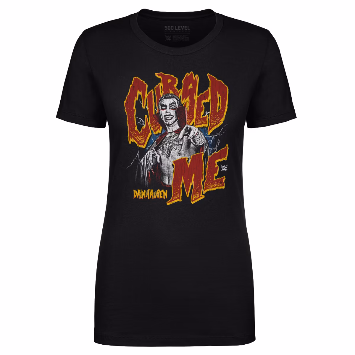 Women's 500 Level Black Danhausen Cursed Me T-Shirt