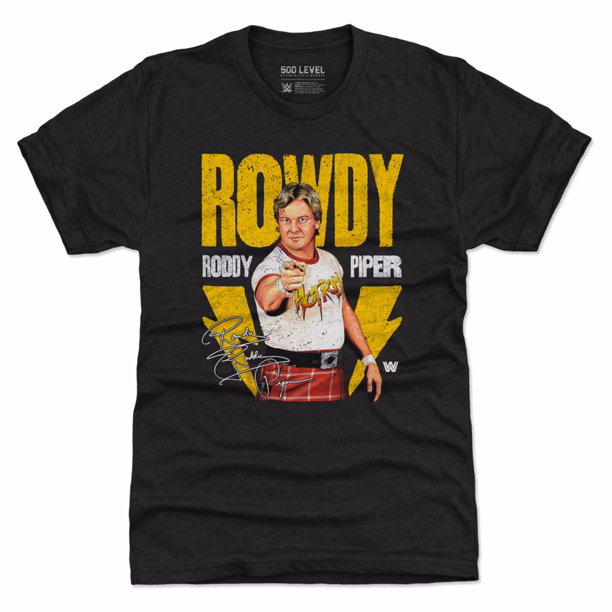 Men's 500 Level Heather Black "Rowdy" Roddy Piper Lightning Tri-Blend T-Shirt 6 Men's 500 Level Heather Black "Rowdy" Roddy Piper Lightning Tri-Blend T-Shirt