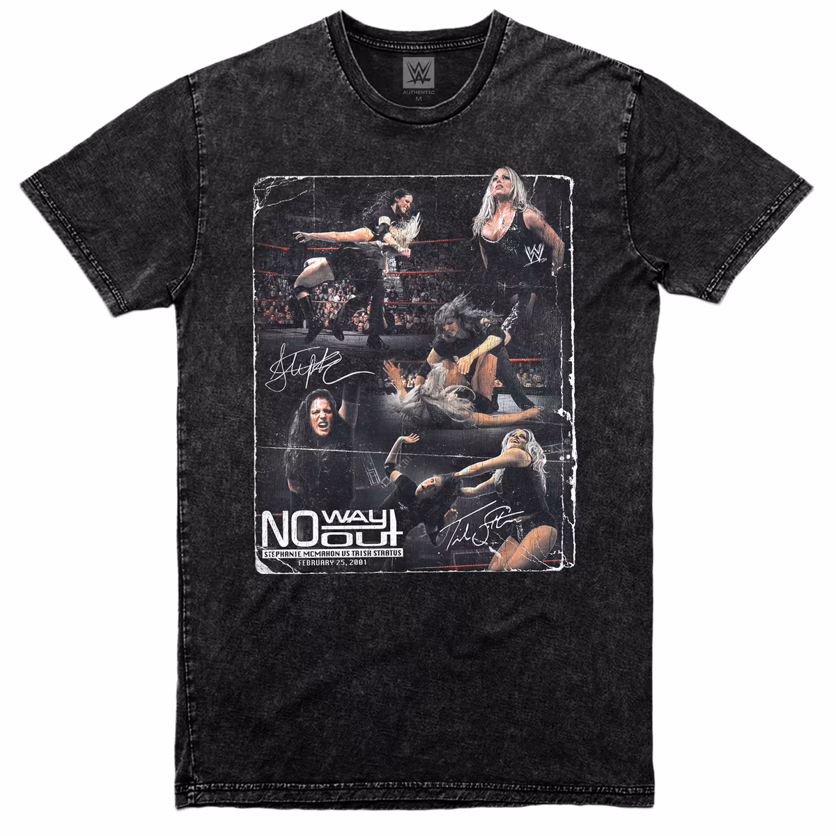 Men's Black Stephanie McMahon vs. Trish Stratus No Way Out 25th Anniversary T-Shirt