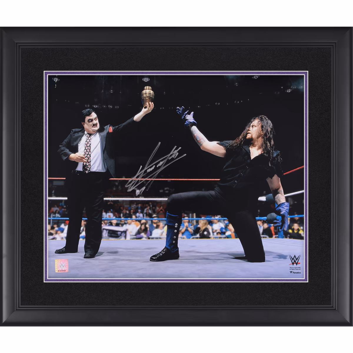 The Undertaker WWE Autographed Framed 16" x 20" In-Ring Saluting The Urn Photograph