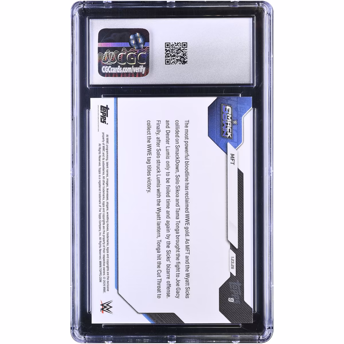 MFT WWE 2026 Topps Now WWE Family First Capture WWE Tag Team Titles #9 CGC Authenticated 10 Card 3 MFT WWE 2026 Topps Now WWE Family First Capture WWE Tag Team Titles #9 CGC Authenticated 10 Card