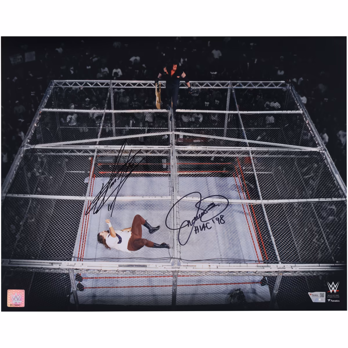 Mick Foley & The Undertaker WWE Autographed 16" x 20" Hell In A Cell Photograph with "HIAC '98" Inscription