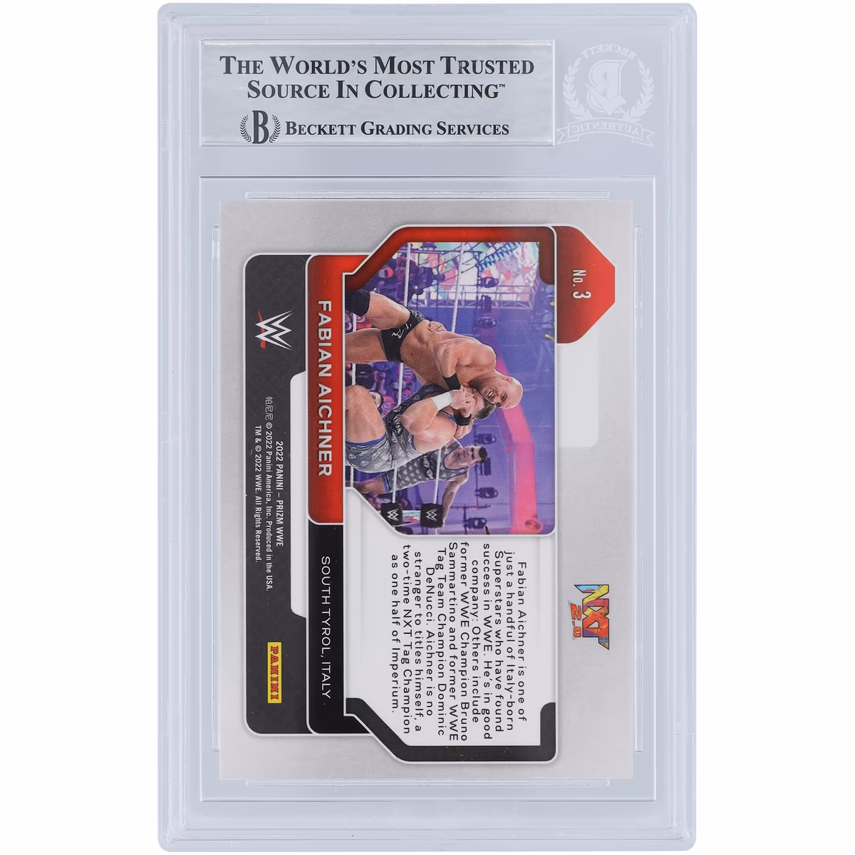 Giovanni Vinci WWE Autographed 2022 Panini Prizm #3 Beckett Fanatics Witnessed Authenticated Card 3 Giovanni Vinci WWE Autographed 2022 Panini Prizm #3 Beckett Fanatics Witnessed Authenticated Card