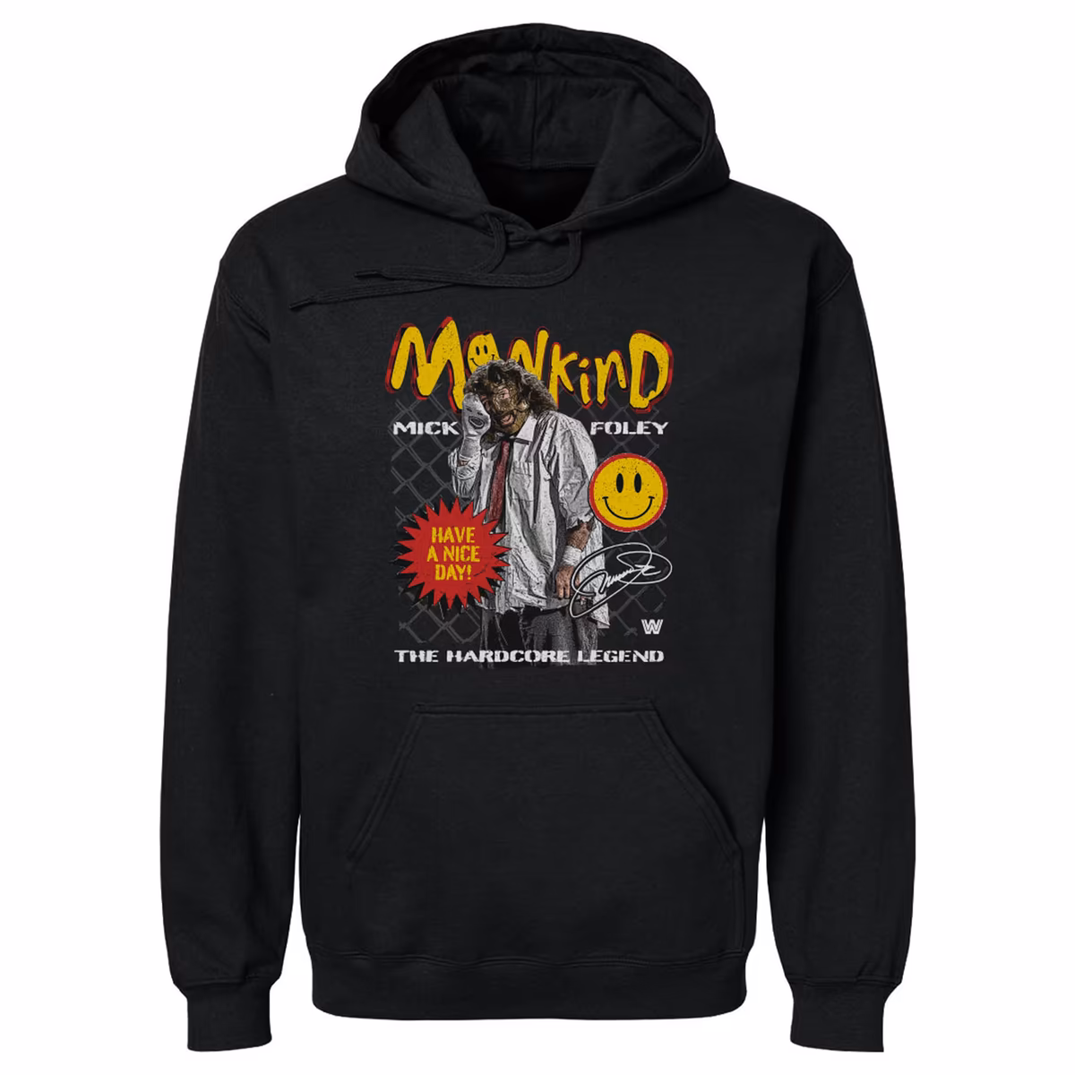 Men's 500 Level  Black Mick Foley Mankind Have A Nice Day Pullover Hoodie