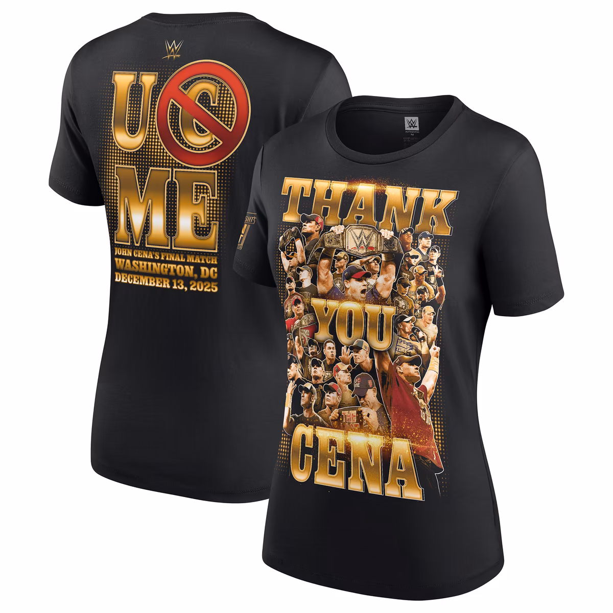 Women's Black John Cena Thank You Cena Gold T-Shirt