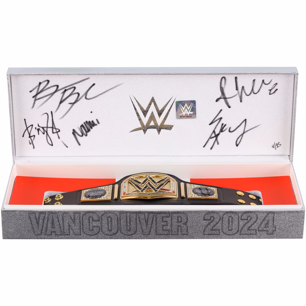 Rhea Ripley, Bianca Belair, IYO SKY, Bayley & Naomi WWE Autographed 2025 Survivor Series Mini Title Belt - Limited Edition of 25