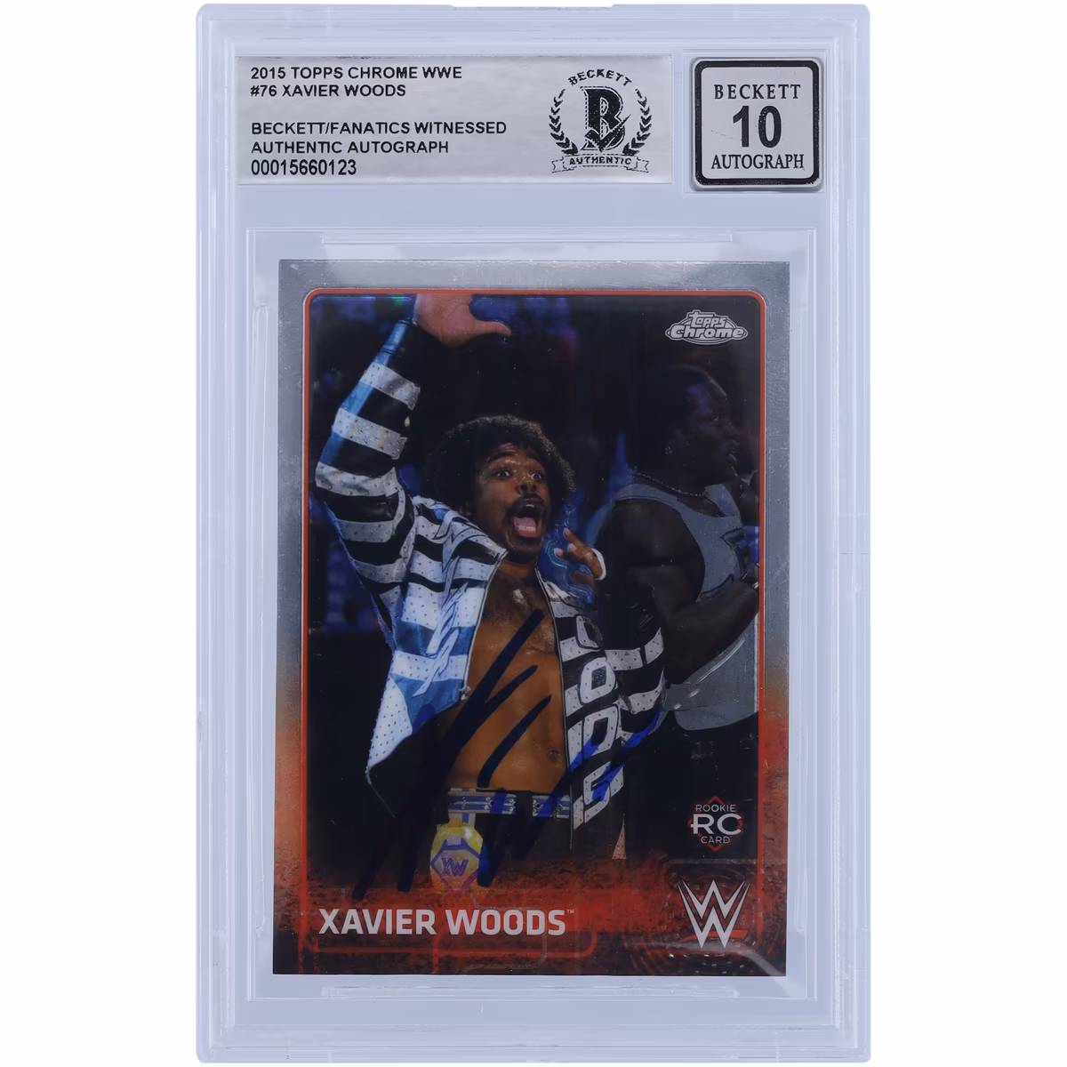 Xavier Woods WWE Autographed 2015 Topps Chrome #76 Beckett Fanatics Witnessed Authenticated 10 Rookie Card 6 Xavier Woods WWE Autographed 2015 Topps Chrome #76 Beckett Fanatics Witnessed Authenticated 10 Rookie Card