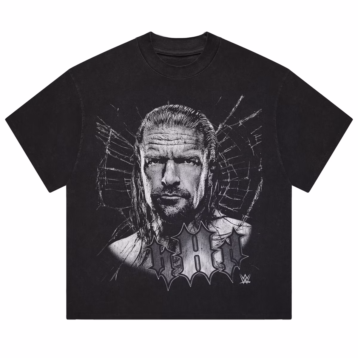 Men's Black Triple H Cracked Glass Boxy T-Shirt 12 Men's Black Triple H Cracked Glass Boxy T-Shirt