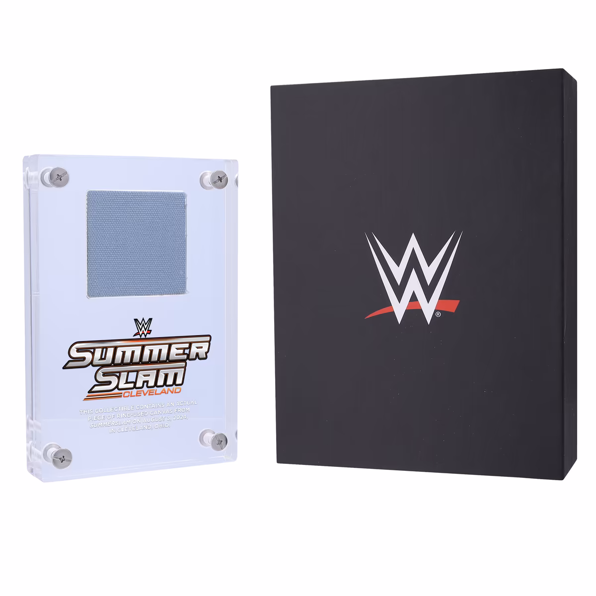 2024 WWE SummerSlam Acrylic Display Case with a Piece of Match-Used Canvas