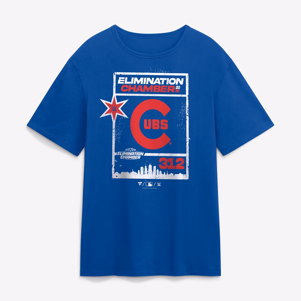 Men's Royal WWE x Chicago Cubs Elimination Chamber 2026 T-Shirt 13 Men's Royal WWE x Chicago Cubs Elimination Chamber 2026 T-Shirt