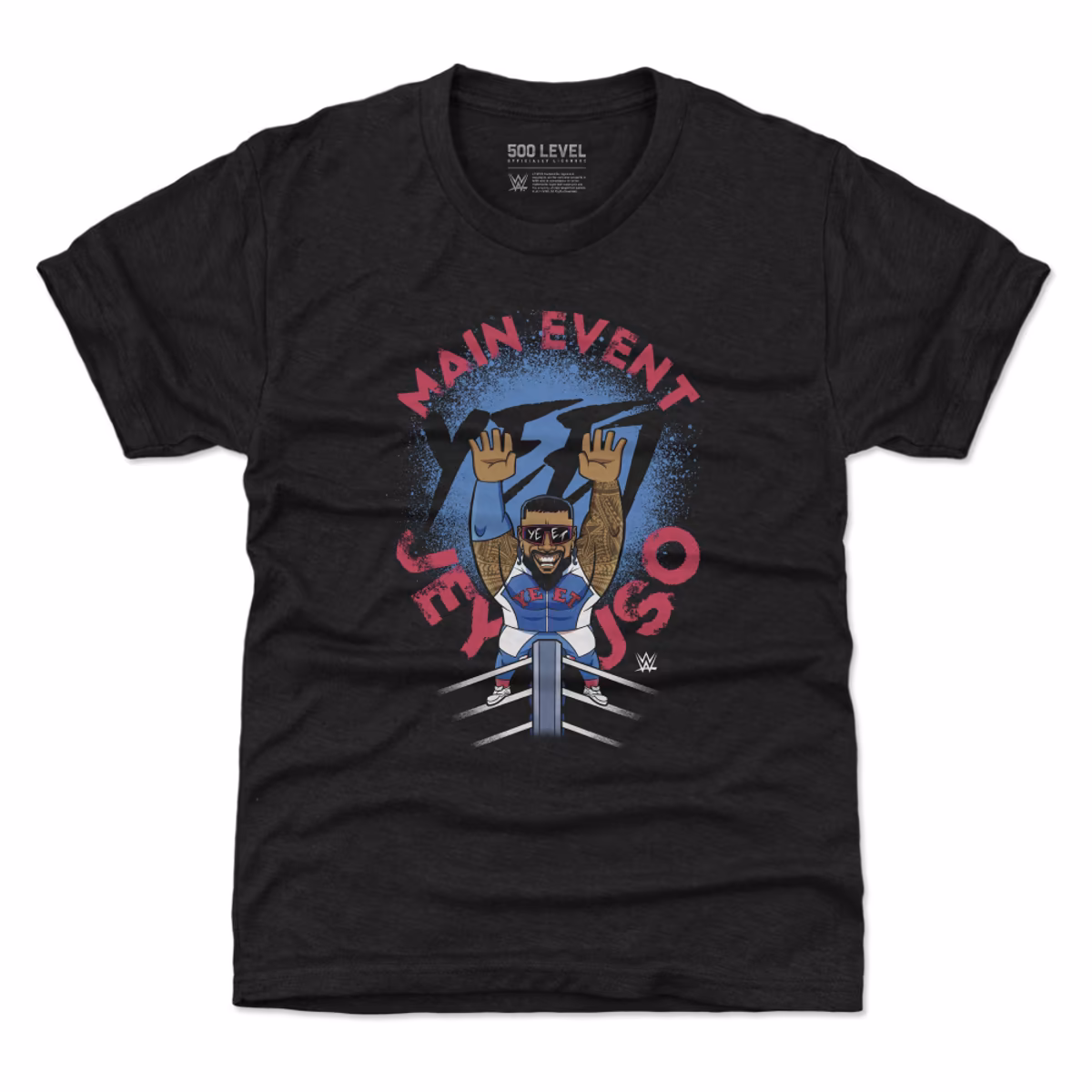 Youth 500 Level Heather Black Jey Uso Big Shots Ropes T-Shirt 3 Youth 500 Level Heather Black Jey Uso Big Shots Ropes T-Shirt