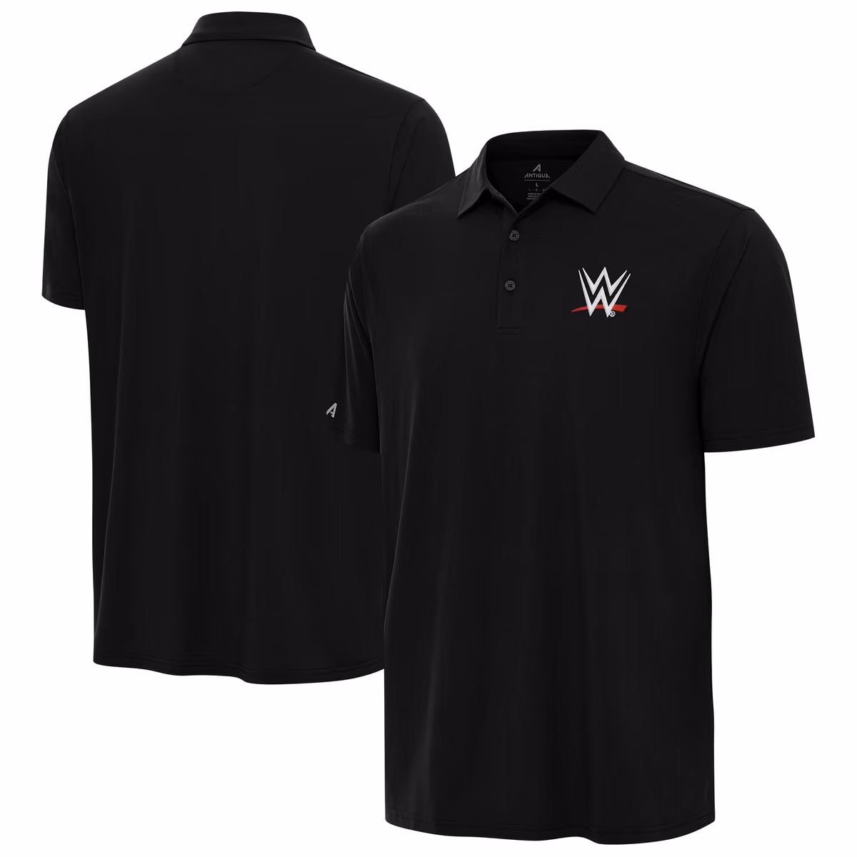 Men's Antigua Black WWE Era Polo 12 Men's Antigua Black WWE Era Polo