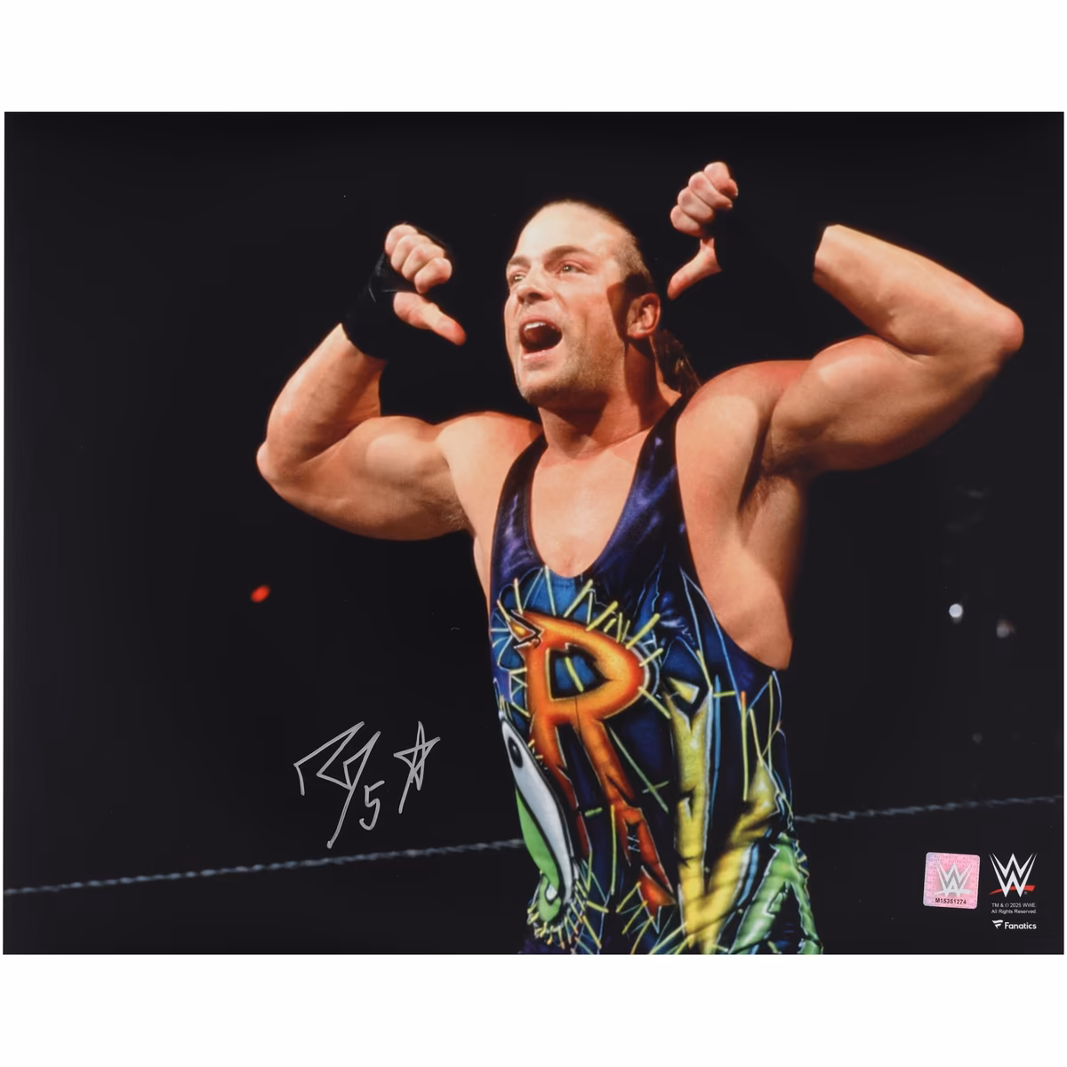 Rob Van Dam WWE Autographed 16" x 20" Thumb Pointing Pose Photograph