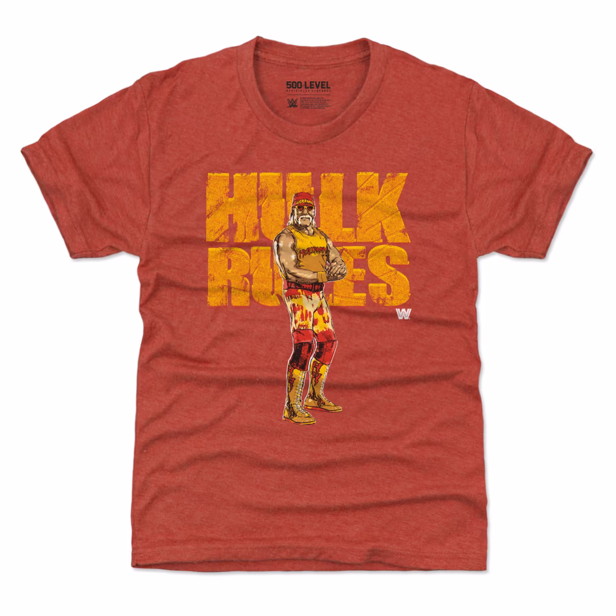 Youth 500 Level Heather Red Hulk Hogan Hulk Rules T-Shirt