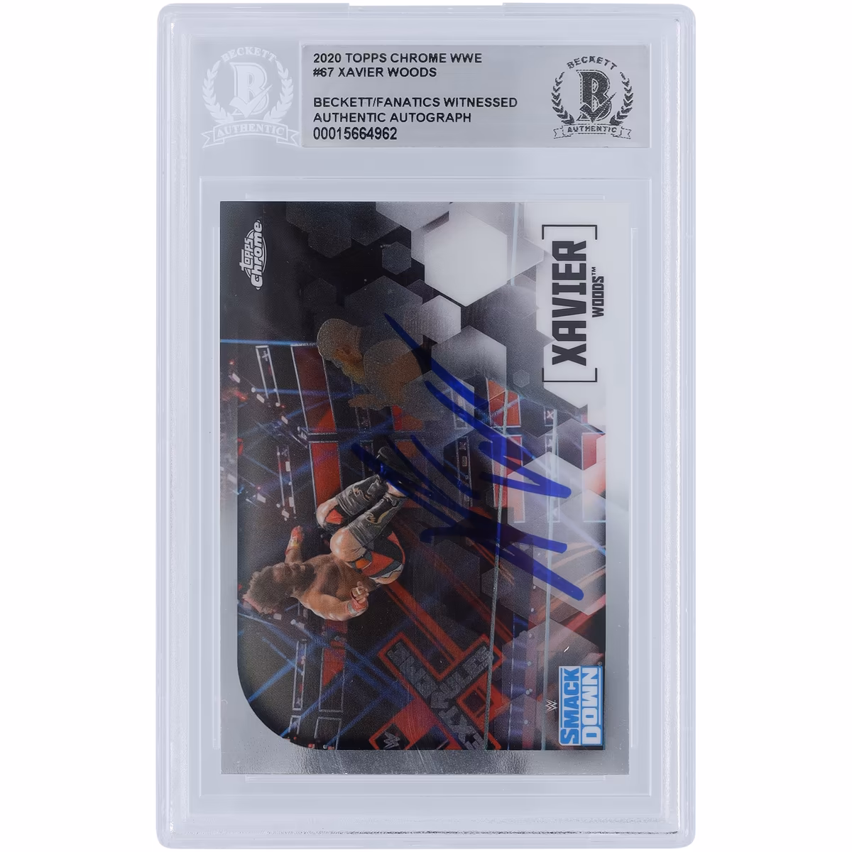 Xavier Woods WWE Autographed 2020 Topps Chrome #67 Beckett Fanatics Witnessed Authenticated Card