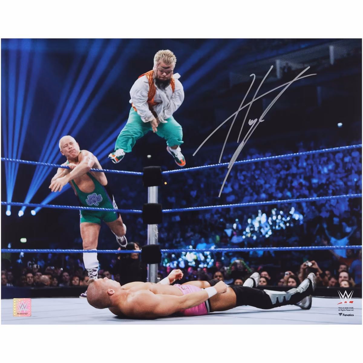 Hornswoggle WWE Autographed 16" x 20" Top Rope Dive Photograph