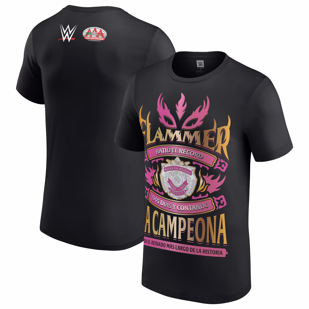 Men's Black Lady Flammer AAA Longest Reigning Reina De Reinas Champion T-Shirt