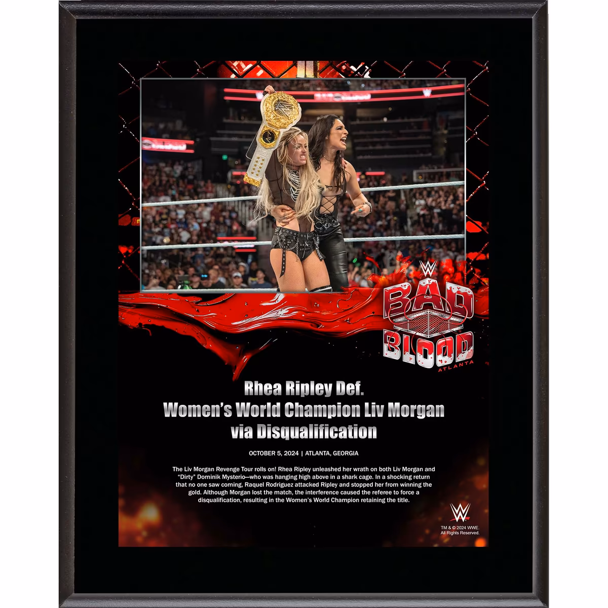 Liv Morgan WWE 10.5" x 13" 2024 Bad Blood Sublimated Plaque