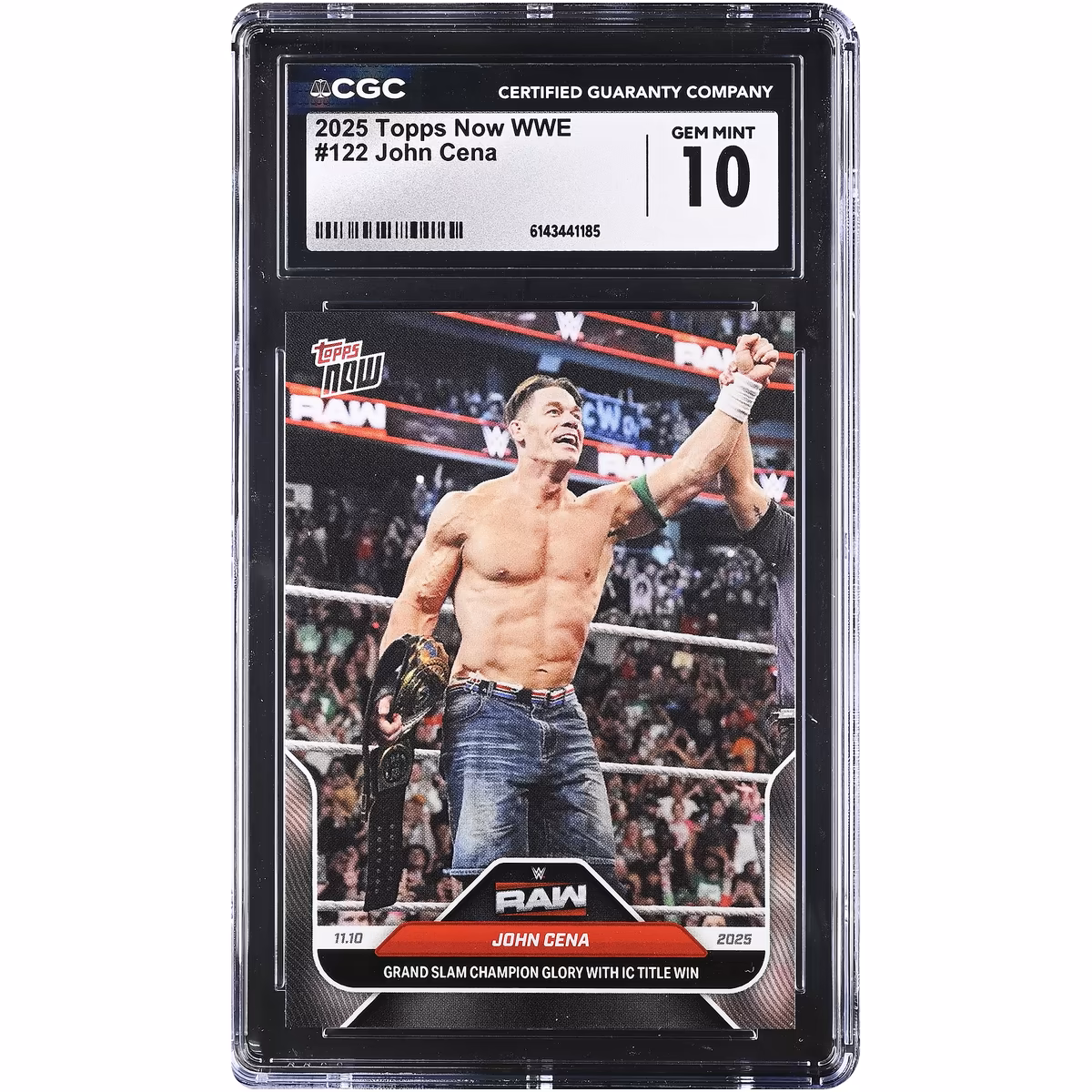 John Cena WWE 2025 Topps Now WWE Grand Slam Champion Glory with IC Title Win #122 CGC Authenticated 10 Card