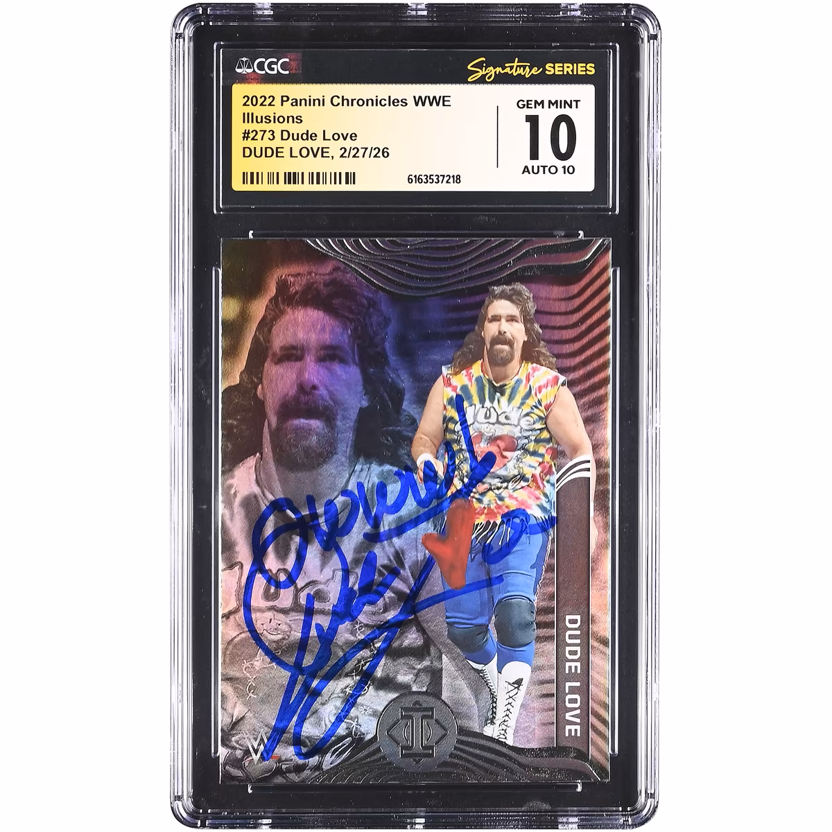 Dude Love WWE Autographed 2022 Panini Chronicles WWE Illusions #273 CGC Authenticated 10/10 Card 1 Dude Love WWE Autographed 2022 Panini Chronicles WWE Illusions #273 CGC Authenticated 10/10 Card