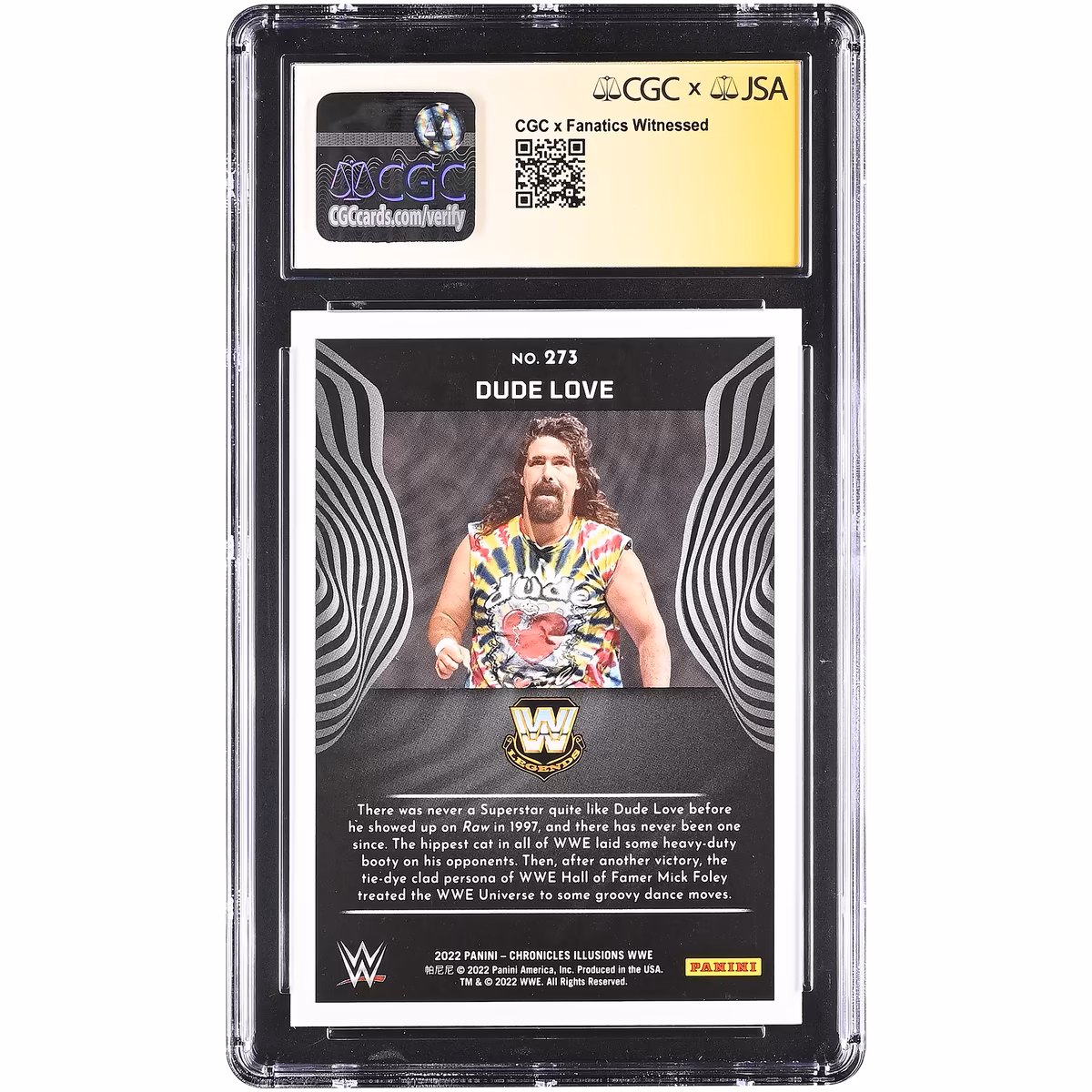 Dude Love WWE Autographed 2022 Panini Chronicles WWE Illusions #273 CGC Authenticated 10/10 Card 3 Dude Love WWE Autographed 2022 Panini Chronicles WWE Illusions #273 CGC Authenticated 10/10 Card
