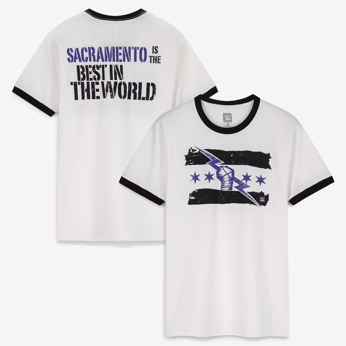 Men's  White CM Punk Best in the World Sacramento Ringer T-Shirt