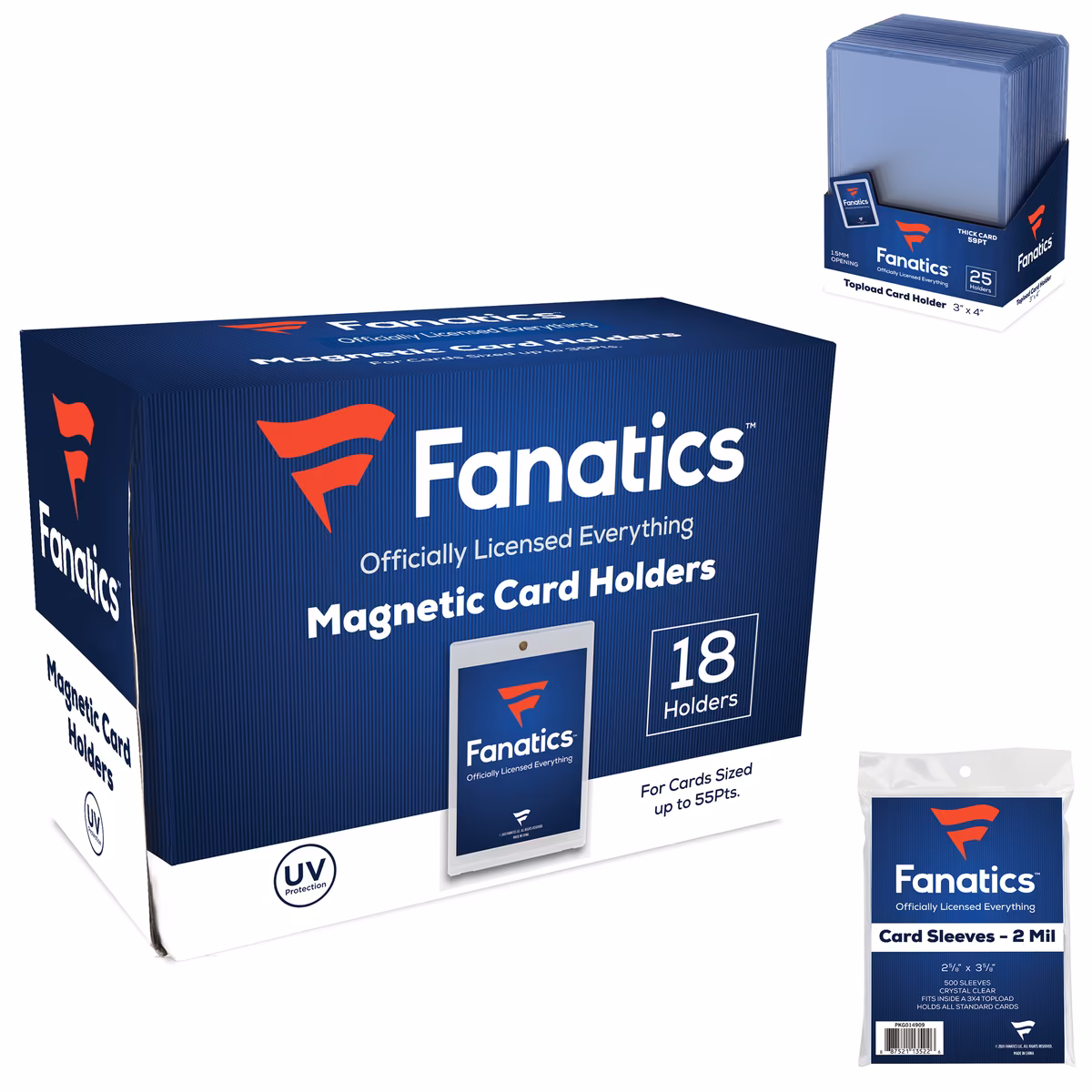 Fanatics 55pt Bundle - 25 Toploaders, 500 Penny Sleeves & 18 Magnetic Holders