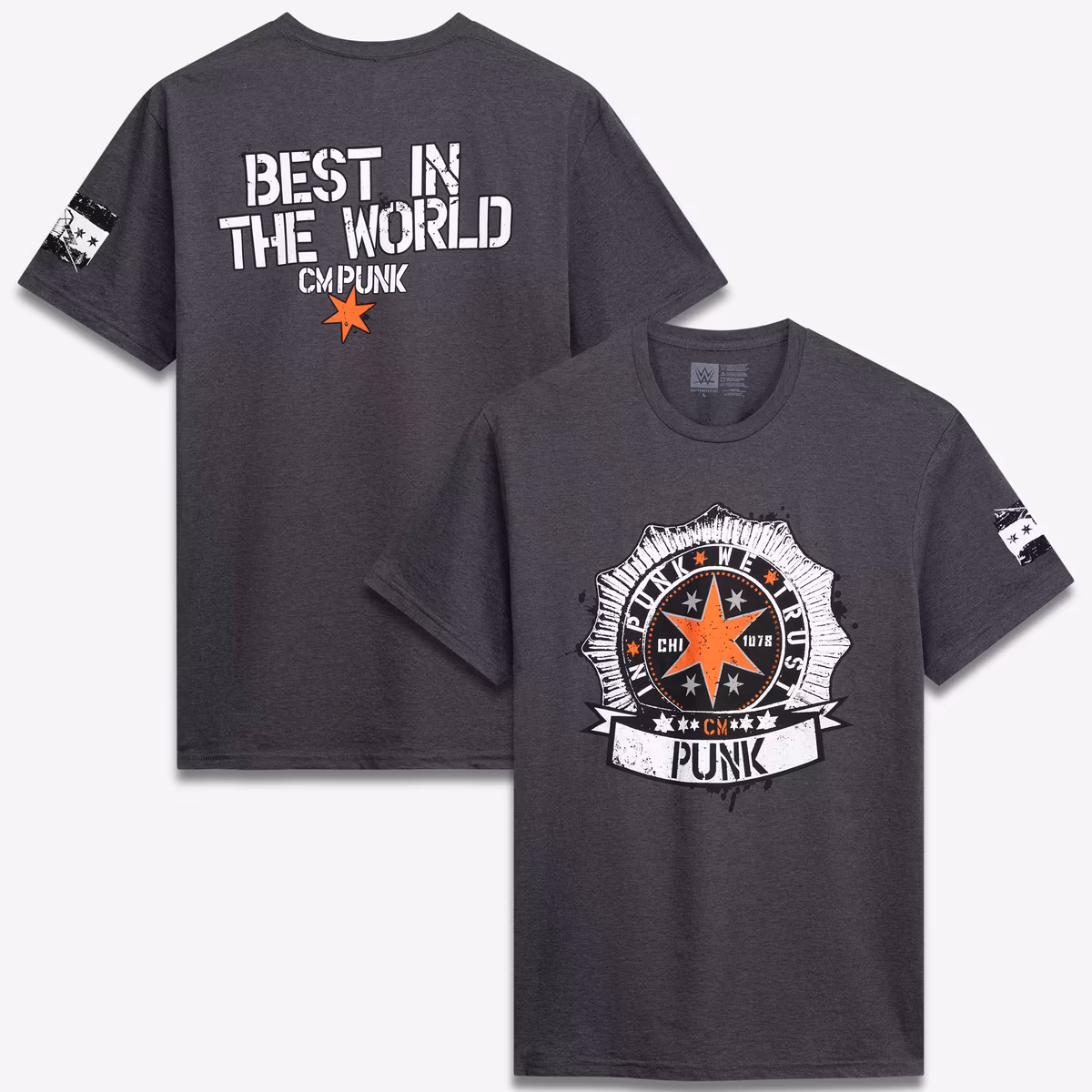 Men's Heather Gray CM Punk In Punk We Trust T-Shirt 9 Men's Heather Gray CM Punk In Punk We Trust T-Shirt