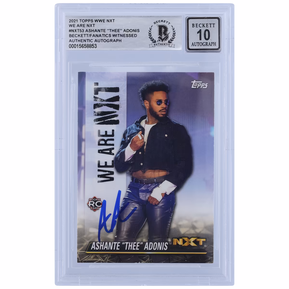 Ashante Thee Adonis WWE Autographed 2021 Topps We Are NXT #NXT-53 Beckett Fanatics Witnessed Authenticated 10 Rookie Card