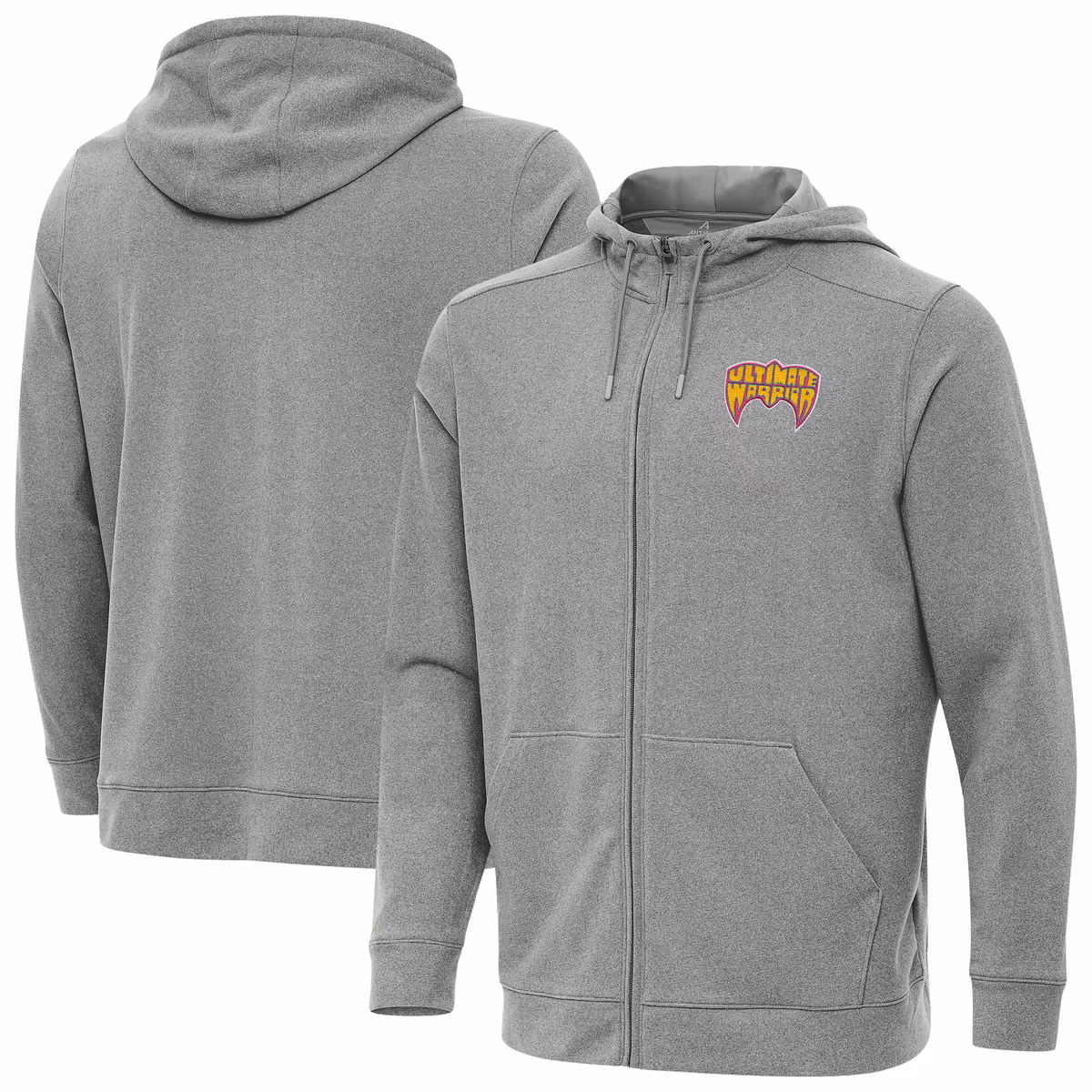 Men's Antigua Heather Gray The Ultimate Warrior Effortless Full-Zip Hoodie 3 Men's Antigua Heather Gray The Ultimate Warrior Effortless Full-Zip Hoodie