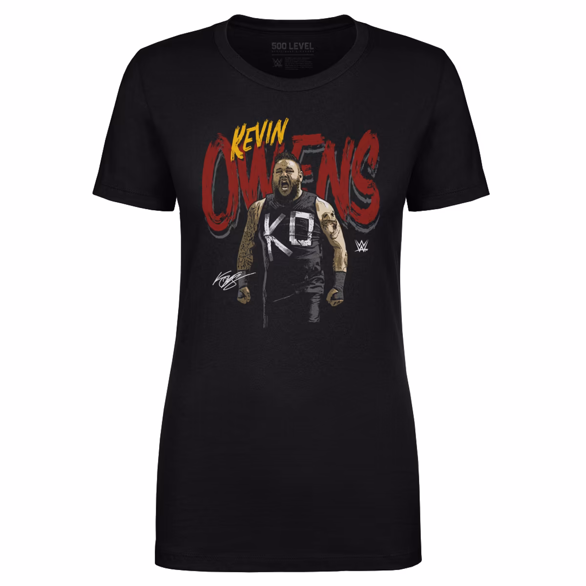 Women's 500 Level Black Kevin Owens Grunge Name T-Shirt 9 Women's 500 Level Black Kevin Owens Grunge Name T-Shirt