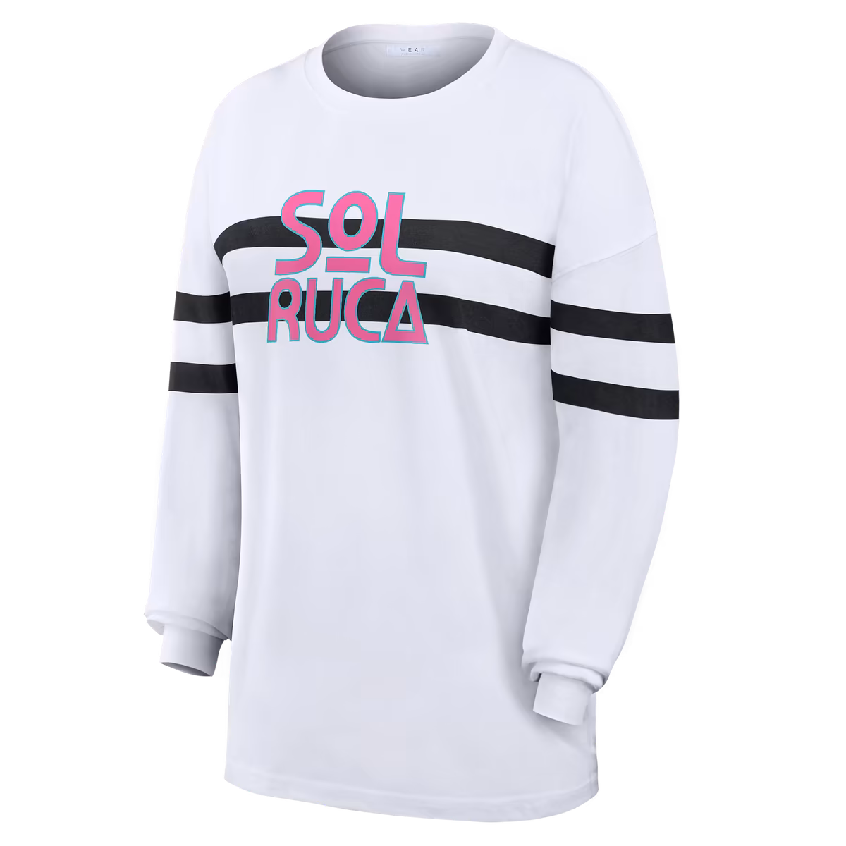 Women's WEAR by Erin Andrews White Sol Ruca Oversized Stripe Long Sleeve T-Shirt 4 Women's WEAR by Erin Andrews White Sol Ruca Oversized Stripe Long Sleeve T-Shirt