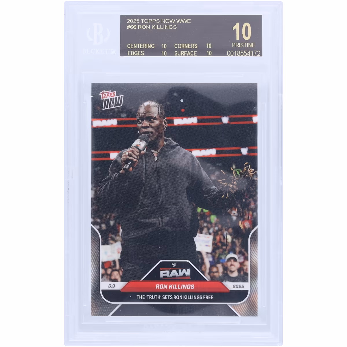 R-Truth WWE 2025 Topps Now The "Truth" Sets Ron Killings Free Black Label #66 BGS Authenticated 10 Card