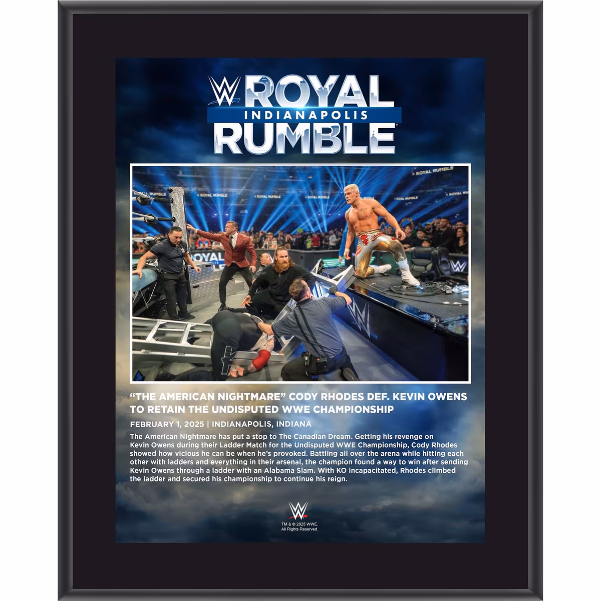 Cody Rhodes WWE 10.5" x 13" 2025 Royal Rumble Sublimated Plaque