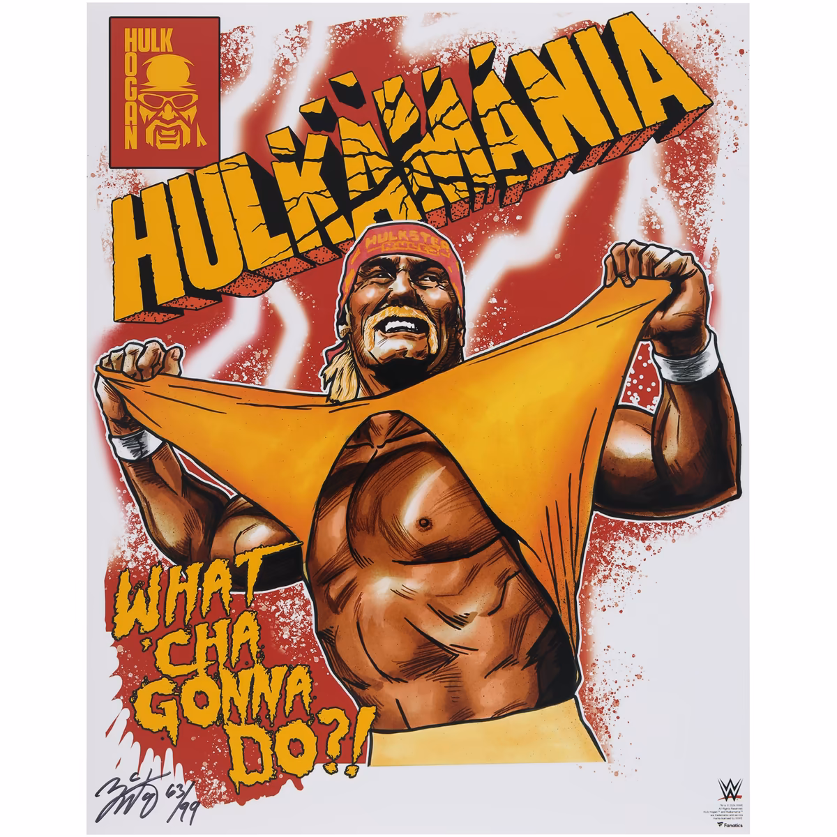 Hulk Hogan WWE Unsigned 16" x 20" Photo Print with Art by Brian Kong - Limited Edition of 99