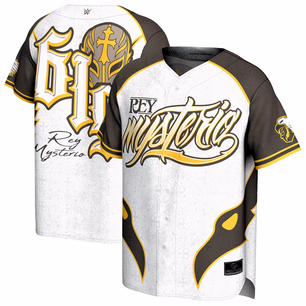 Men's ProSphere White Rey Mysterio 619 Baseball Jersey 9 Men's ProSphere White Rey Mysterio 619 Baseball Jersey