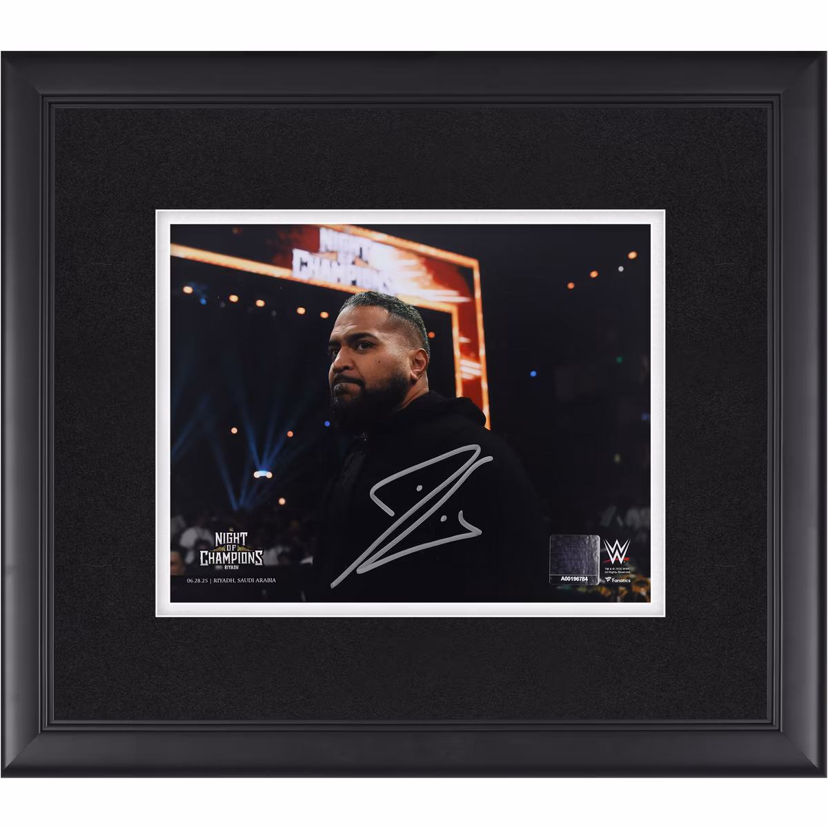 Tonga Loa WWE Autographed Framed 8" x 10" 2025 Night Of Champions Return Photograph