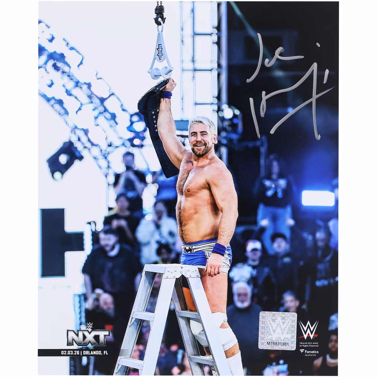 Joe Hendry WWE Autographed 8" x 10" Raising NXT Title Photograph