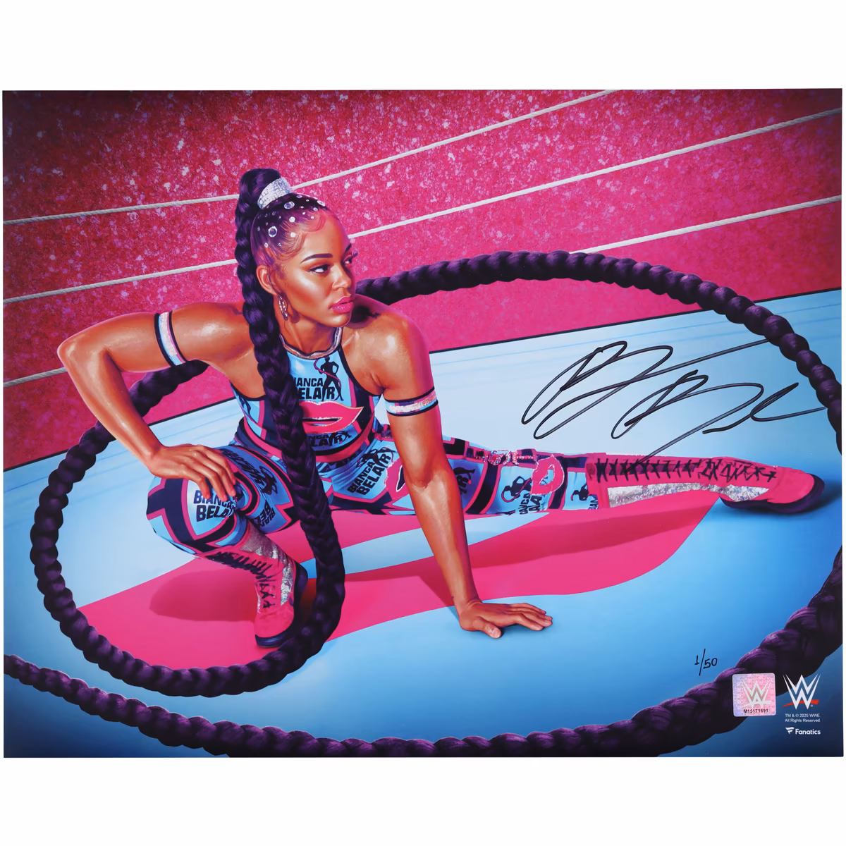 Bianca Belair WWE Autographed 16" x 20" Photo Print - Art by Brian Konnick - Limited Edition of 50 3 Bianca Belair WWE Autographed 16" x 20" Photo Print - Art by Brian Konnick - Limited Edition of 50