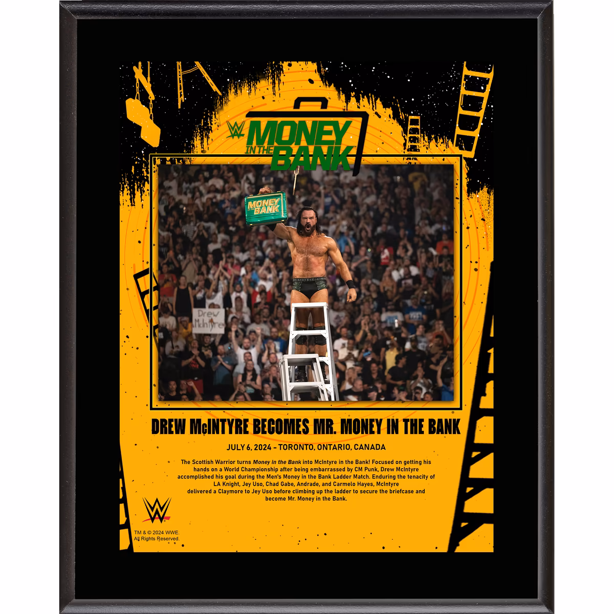 Drew McIntyre WWE 10.5" x 13" 2024 Money In The Bank Sublimated Plaque 9 Drew McIntyre WWE 10.5" x 13" 2024 Money In The Bank Sublimated Plaque
