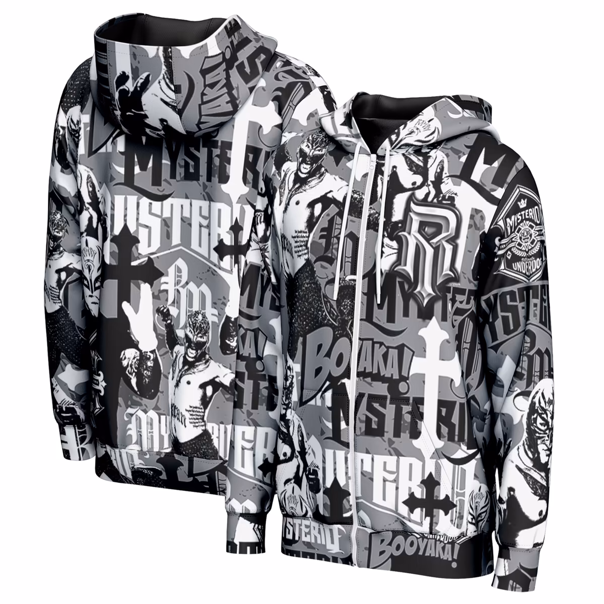 Men's ProSphere Black Rey Mysterio Camo Collage Full-Zip Hoodie 2 Men's ProSphere Black Rey Mysterio Camo Collage Full-Zip Hoodie