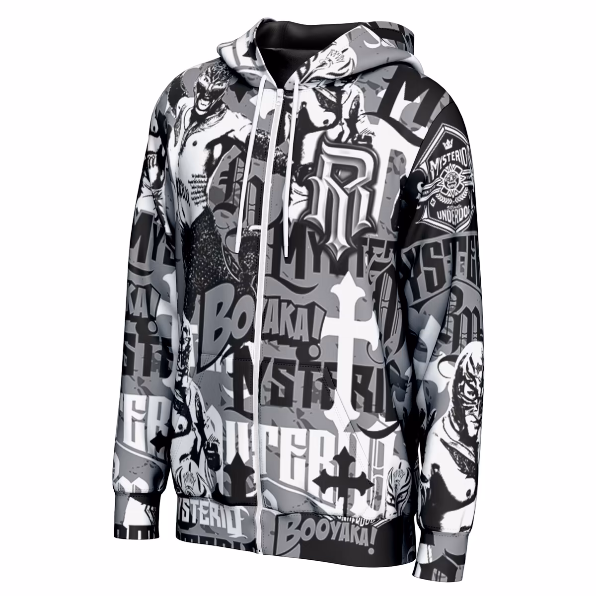 Men's ProSphere Black Rey Mysterio Camo Collage Full-Zip Hoodie 3 Men's ProSphere Black Rey Mysterio Camo Collage Full-Zip Hoodie