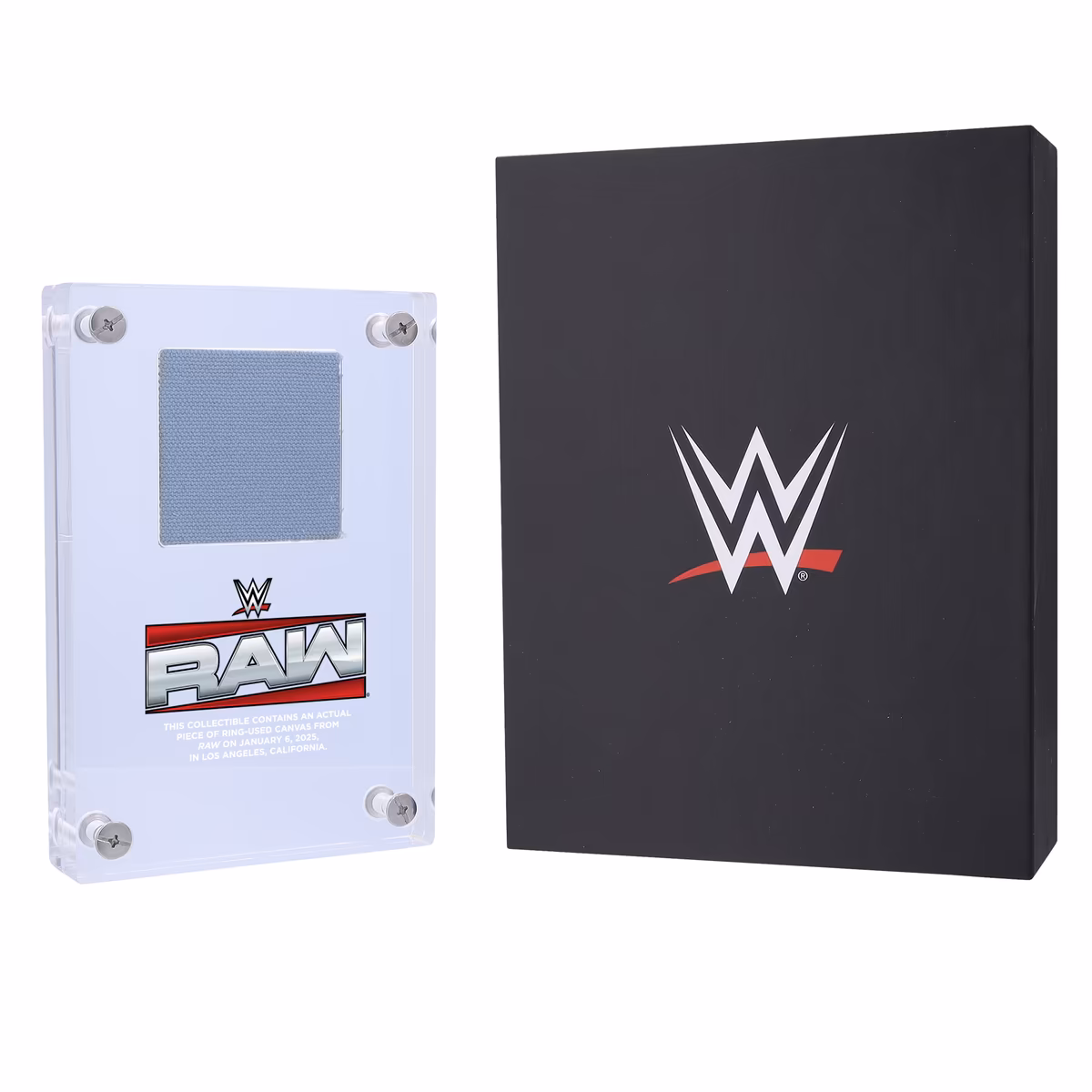 WWE RAW Acrylic Display Case with Match-Used Canvas from January 6, 2025 11 WWE RAW Acrylic Display Case with Match-Used Canvas from January 6, 2025