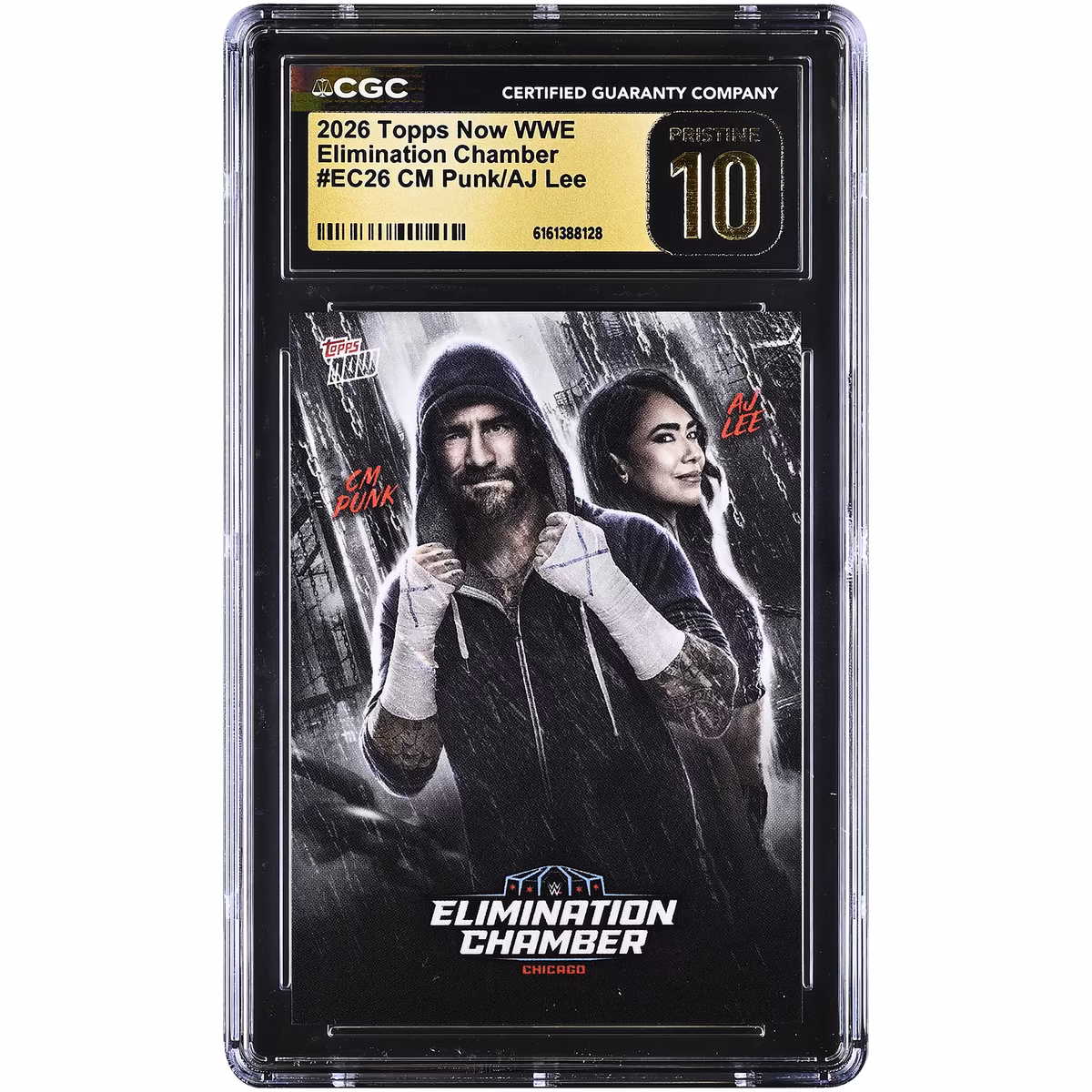 CM Punk & AJ Lee 2026 Topps Now WWE Elimination Chamber #EC26 CGC Authenticated PRISTINE 10 Card