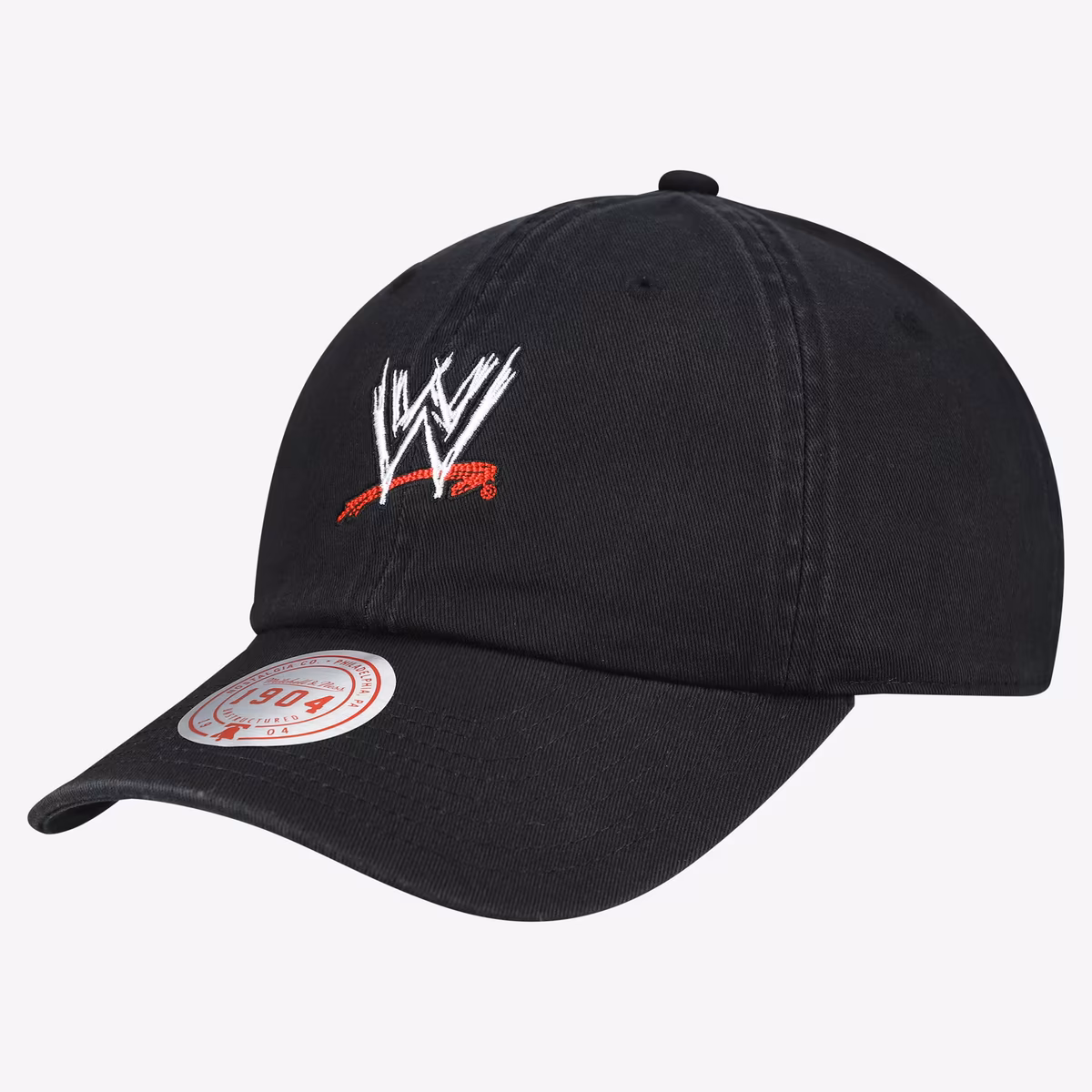 Men's Mitchell & Ness  Black WWE Scratch Logo Core Adjustable Hat