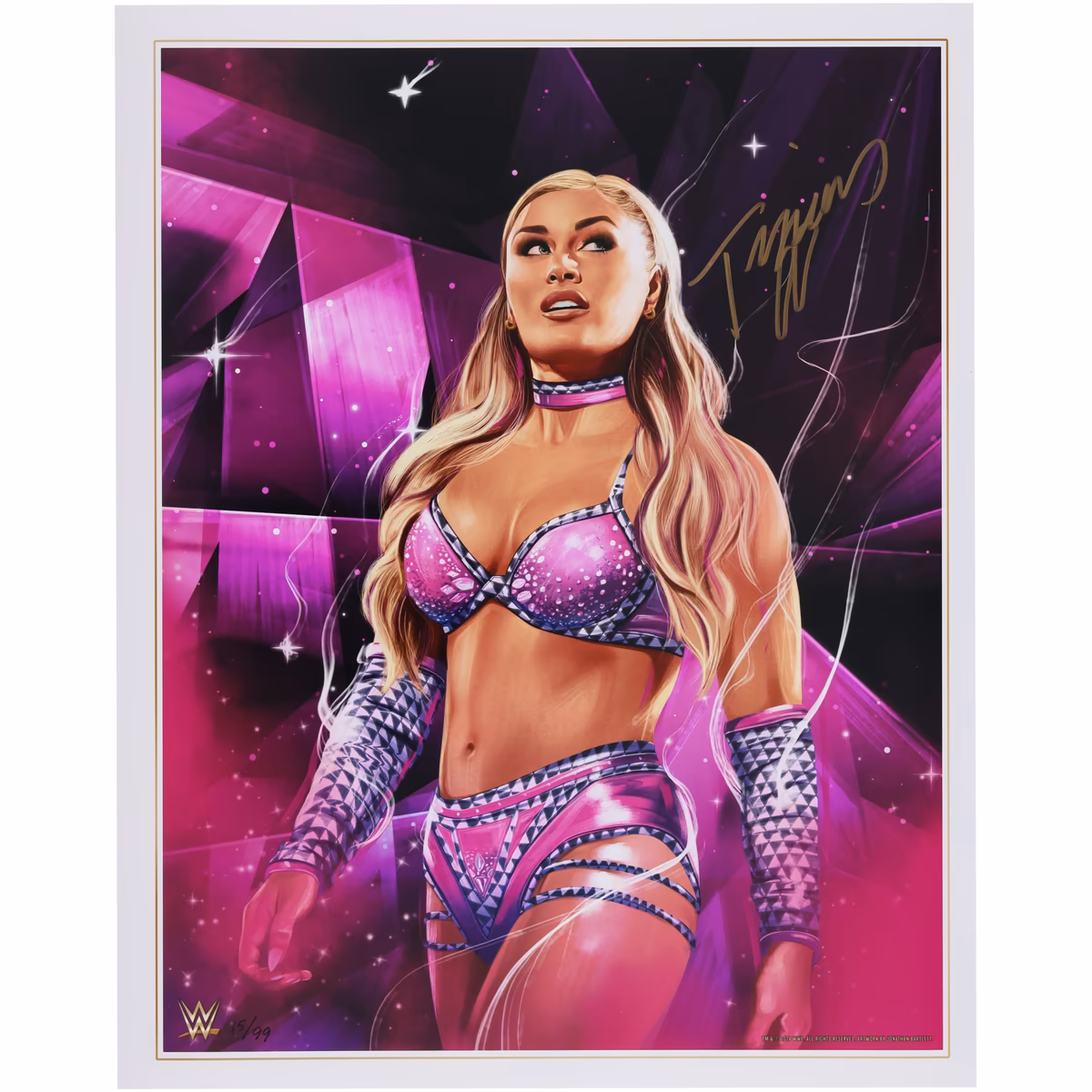 Tiffany Stratton WWE Autographed 16" x 20" Jonathan Bartlett Art Print - Limited Edition of 99 2 Tiffany Stratton WWE Autographed 16" x 20" Jonathan Bartlett Art Print - Limited Edition of 99