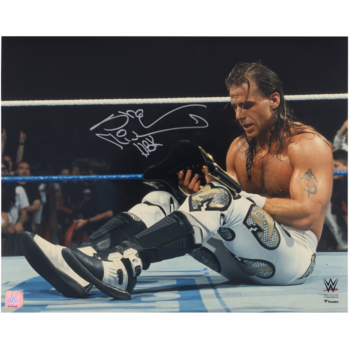 Shawn Michaels WWE Autographed 16" x 20" WrestleMania 12 Holding Title Photograph